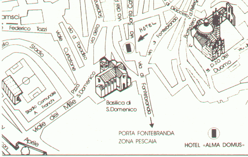  hotel is on the opposite side of it from the little arrow on this map.