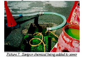 photo of Sanipor chemical being added to sewer